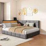 Canap� lit coffre 140x200 cm avec 2 tiroirs lit banquette avec sommier led et usb lit 2 personnes pour ...