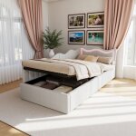 Canap� - lit coffre 90x200 cm lit banquette avec led lit simple rembourr� avec rangement cadre de lit ...