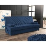Dmora - canap - lit 3 places ramon 181x81h88 cm bleu panneau effet bois et tissu