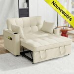 Canap� lit convertible 2 places avec repose - 3 positions - 2 coussins - sac � magazines design moderne ...
