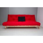 Canap� lit convertible z�rich naturel futon rouge 107 x 140 x 82 cm.