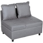 Canap - lit canap convertible dossier inclinable 2 coussins fournis assise effet capitonn tissu gris ...