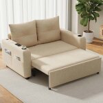 Canap� - lit convertible double - avec fonction couchage - coussins et ports usb inclus - 3 en 1 - design ...