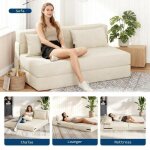 Canap� - lit convertible - lunsy - 1524 x 81 x 61 cm - velours c�tel� - mousse haute densit� - espace ...