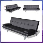 Canap - lit convertible - vogue lec - cuir synthtique noir - 3 positions dinclinaison