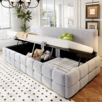 Canap� - lit - dreammespace - 90x200 cm - gris - rangement hydraulique - design contemporain