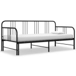 Canap - lit extensible en fer pour enfants ou adulte noir mtal 90x200 cm