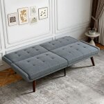 Canap� - lit futon causeuse moderne 146 cm dossier r�glable 5 positions pour petites pi�ces salon gris ...
