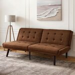 Canap� - lit futon causeuse moderne 146 cm dossier r�glable 5 positions pour petites pi�ces salon marron ...