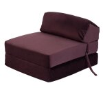 Canapé - lit futon pliable - aubergine - matelas velours - dimensions 60x168 cm - design contemporain ... Canapé - lit futon pliable - aubergine - matelas velours - dimensions 60x168 cm - design contemporain ...