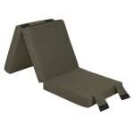 Canapé - lit futon pliable - matelas taupe - 60x180 cm - tissu texturé - design contemporain - intérieur ... Canapé - lit futon pliable - matelas taupe - 60x180 cm - tissu texturé - design contemporain - intérieur ...