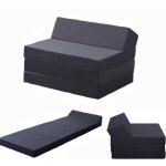 Canap� - lit futon pliant - iztoss - matelas en mousse - noir - 2 places - 100x200cm
