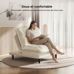 Canap� convertible beige canap� - lit 1 / 2 places - tissu velours de lait - dossier r�glable canap� ...