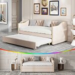 Canap� - lit gigogne 90x200cm canap� - lit convertible avec sommier � lattes canap� convertible extensible ...