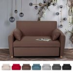 Canap� - lit gigogne - porto rico - 2 places - tissu - marron - design moderne