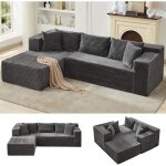 Canap� - lit modulable - lunsy - 269x175x62 cm - gris - m�ridienne gauche - assise ultra - large - convertible ...