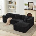 Canap� - lit modulable - lunsy - 269x175x62 cm - noir - convertible - coffre de rangement - m�ridienne ...
