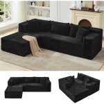 Canap� - lit modulable - lunsy - 269x175x62 cm - noir - m�ridienne gauche - assise ultra - large - convertible ...