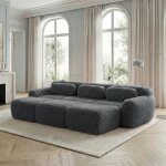 Canap� - lit modulaire avec 3 ottomans3 placescanap� confortable pour salontissu pluchegris
