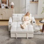 Canap� - lit pliable - 1405x74x82 cm - beige - dossier r�glable - port usb - table cach�e - porte - gobelet ...