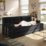 Canap� - lit pliant 6 en 1 160 x 100 cm m�ridienne en velours c�tel� convertible lit canap� pliant pour ...