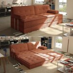 Canap� - lit pliant 6 en 1 en velours c�tel� convertible m�ridienne compact et gain de place 160x100 ...
