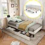 Canap� - lit rembourr� 90x200 lit simple avec led et usb 2 tiroirs t�te de lit avec rangement sans matelas ...