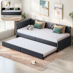 Canap� - lit - style scandinave moderne - 2 places - convertible 180x200 cm - velours gris