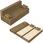 Canap lit tretris convertible modulable rversible 3 places - tissu dehoussable et lavable couleur or ...