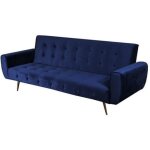 Canapé lit - weber industries - odin - convertible - velours 100% polyester - bleu Canapé lit - weber industries - odin - convertible - velours 100% polyester - bleu