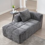 Canap� m�ridienne - m�ridienne snow - tissu doux gris - coussin moelleux inclus - poches lat�rales