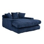 Canap� modern cord sofa bed cloud couch confortable corduroy bleu marine 125x155x63cm