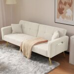 Canap� moderne 2 places avec dossier ajustable 3 positions pieds en m�tal �l�gants id�al pour salon contempora ...