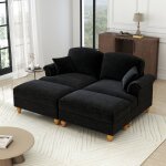 Canap� modulable 2 places en chenille avec pouf mobile floragrace
