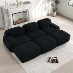 Canap� modulable 3 places - velours c�tel� - livr� mont� - mousse hr 32d - accoudoirs incurv�s