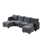 Canap� modulable 4 places en chenille gris - canap� dangle avec coffre de rangement - design moderne ...