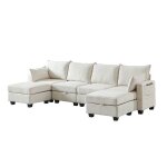 Canap� modulable 4 places en chenille beige - canap� dangle avec coffre de rangement - design moderne ...