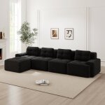 Canap� modulable en l 4 placesboneless sofacanap� dangle 4 placesvelours c�tel�canap� scandinavenoir(sans ...