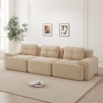 Canap� sofa modulable cloud compress� 3 places velours c�tel� beige style scandinave moderne assise profonde ...