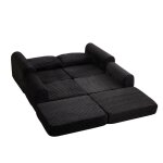 Canap� modulable convertible 2 places en velours c�tel� noir - canap� - lit avec mousse hr structure ...