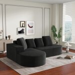 Canap� modulable avec m�ridienne profonde noire floragrace