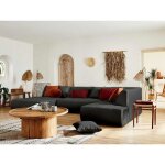 Onyx - canap modulable panoramique d'angle droit 7 places - en tissu - gris fonc