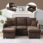 Canap� modulable en u - convertible - 3 places - - fonction couchage avec tiroirs et pouf de rangement ...