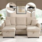 Canap� modulable en u - convertible - avec tiroirs et pouf de rangement - 3 places - fonction couchage ...