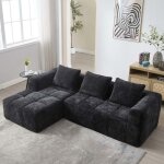 Canap� modulaire - chaise longue + canap� 2 places - tissu chenille snowflake - livr� mont� - noir