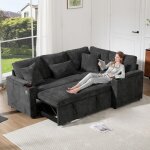 Canap� multifonction en l avec fonction lit extensible port usb tablette accoudoir ? id�al pour salon ...