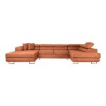 Canap� panoramique 6 places flavio convertible avec 2 coffres en tissu - terracotta