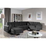 Canap� panoramique convertible - asma velours - en tissu de qualit� 5 places gris anthracite m�ridienne ...