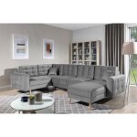 Canap panoramique convertible - asma velours - en tissu de qualit 5 places gris mridienne  droite ...
