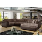 Canap panoramique convertible - damien velours - en tissu marron clair marron fonc de qualit 7 places ...